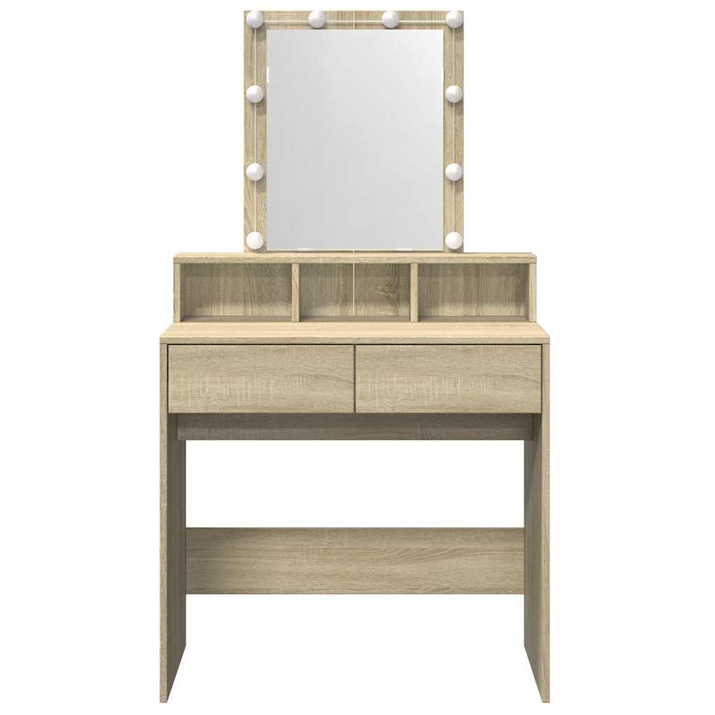 vidaXL Toaletka z oświetleniem LED, dąb sonoma, 80x41x144,5 cm
