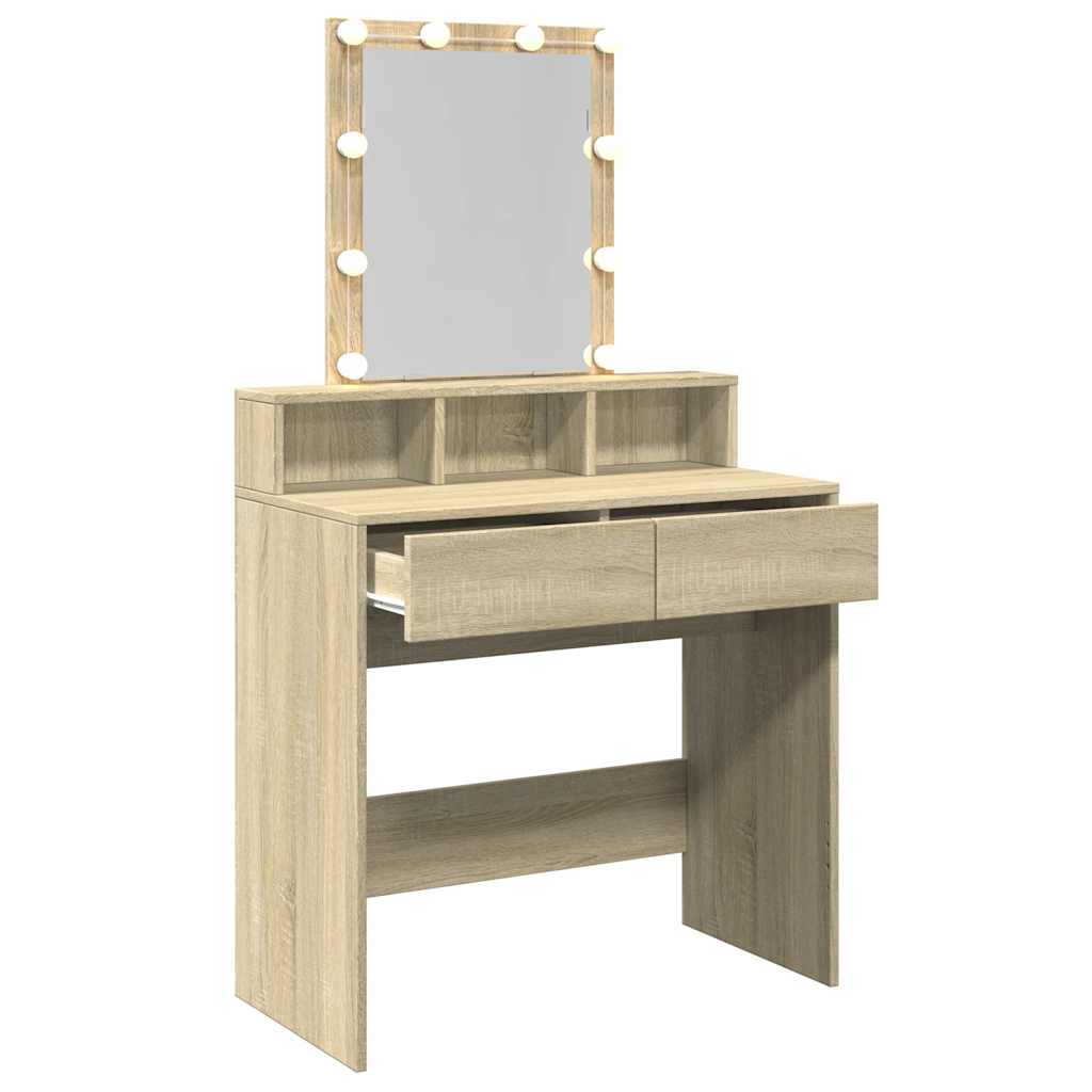 vidaXL Toaletka z oświetleniem LED, dąb sonoma, 80x41x144,5 cm
