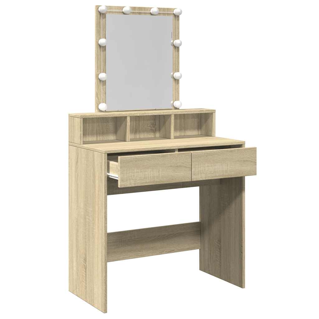vidaXL Toaletka z oświetleniem LED, dąb sonoma, 80x41x144,5 cm