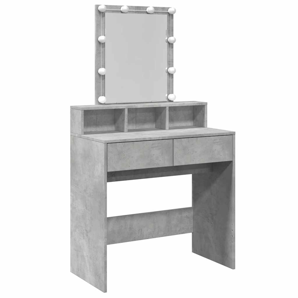 vidaXL Toaletka z oświetleniem LED, szarość betonu, 80x41x144,5 cm