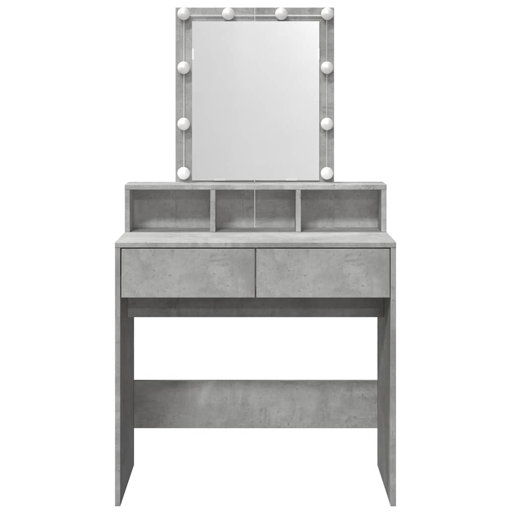 vidaXL Toaletka z oświetleniem LED, szarość betonu, 80x41x144,5 cm