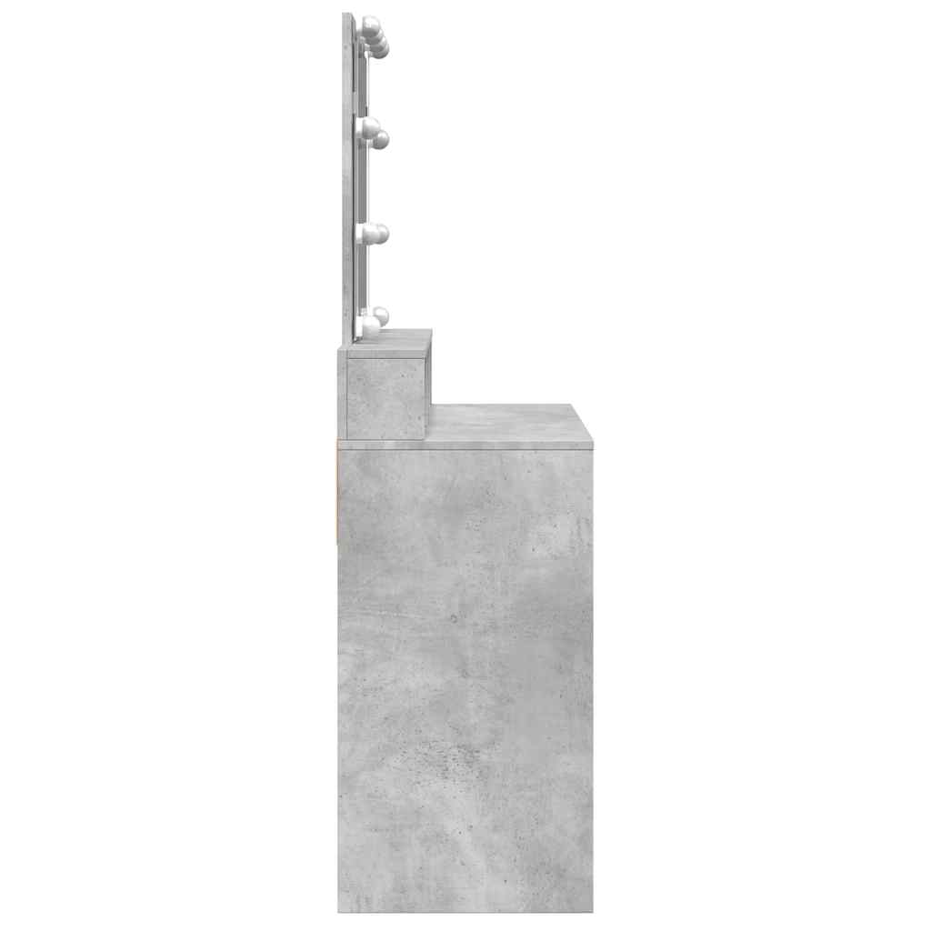vidaXL Toaletka z oświetleniem LED, szarość betonu, 80x41x144,5 cm