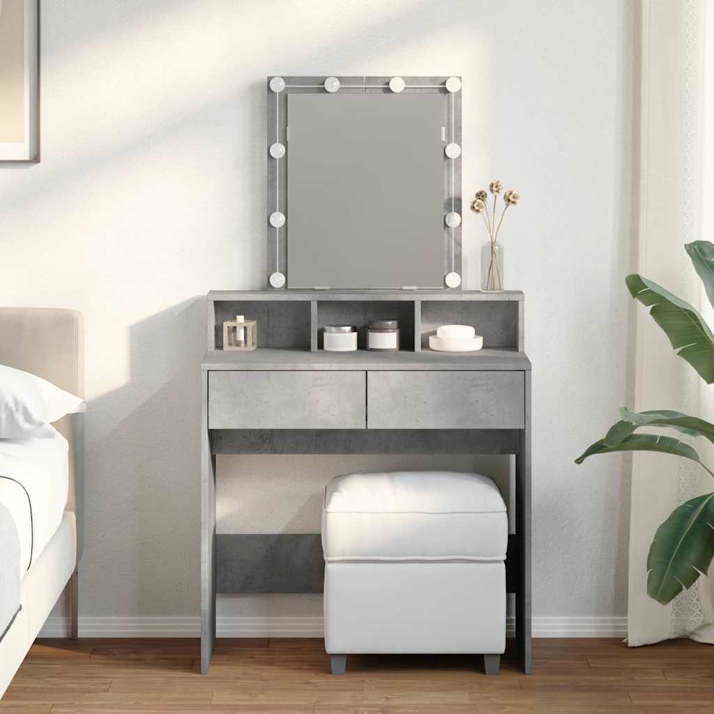 vidaXL Toaletka z oświetleniem LED, szarość betonu, 80x41x144,5 cm