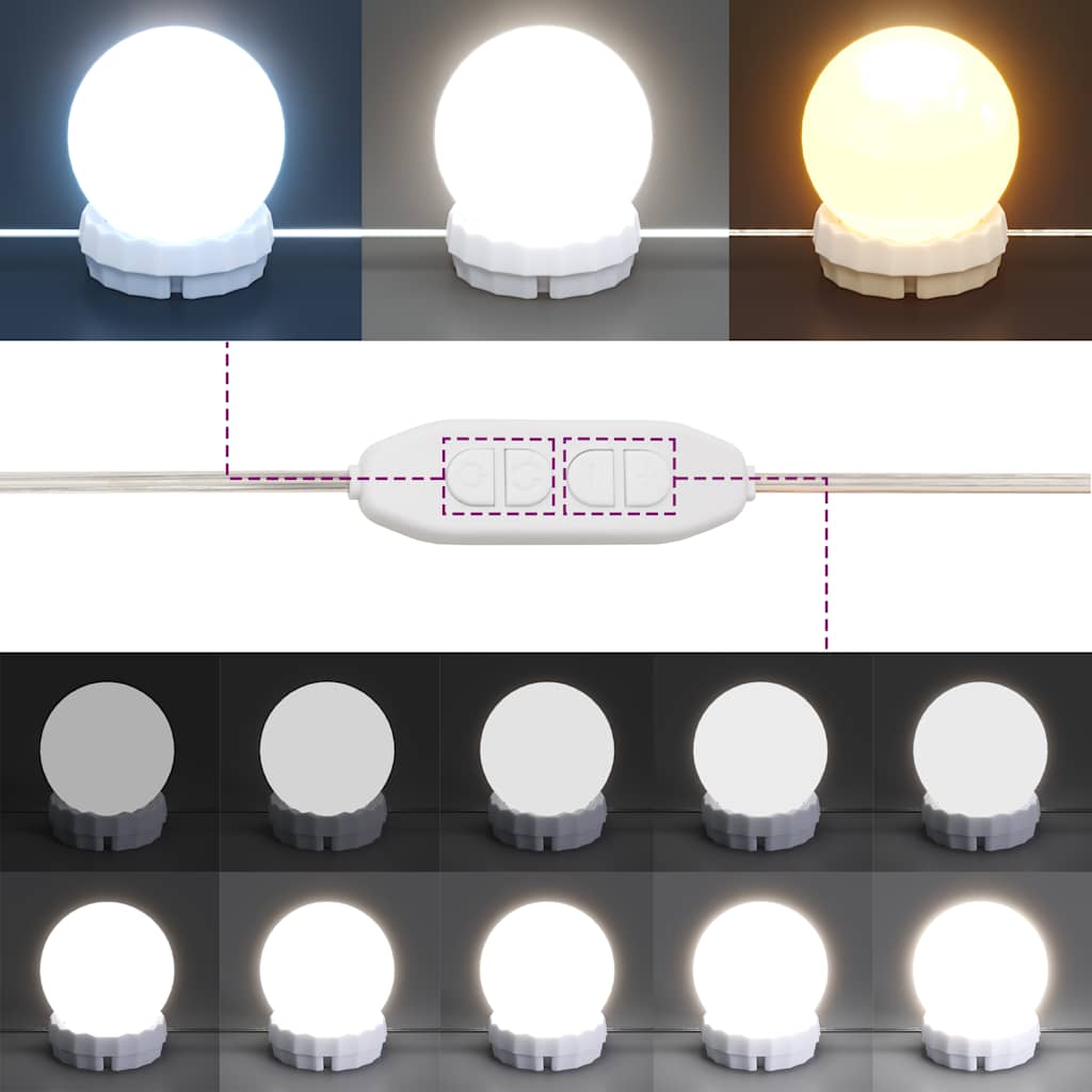 vidaXL Toaletka z oświetleniem LED, przydymiony dąb, 80x41x144,5 cm