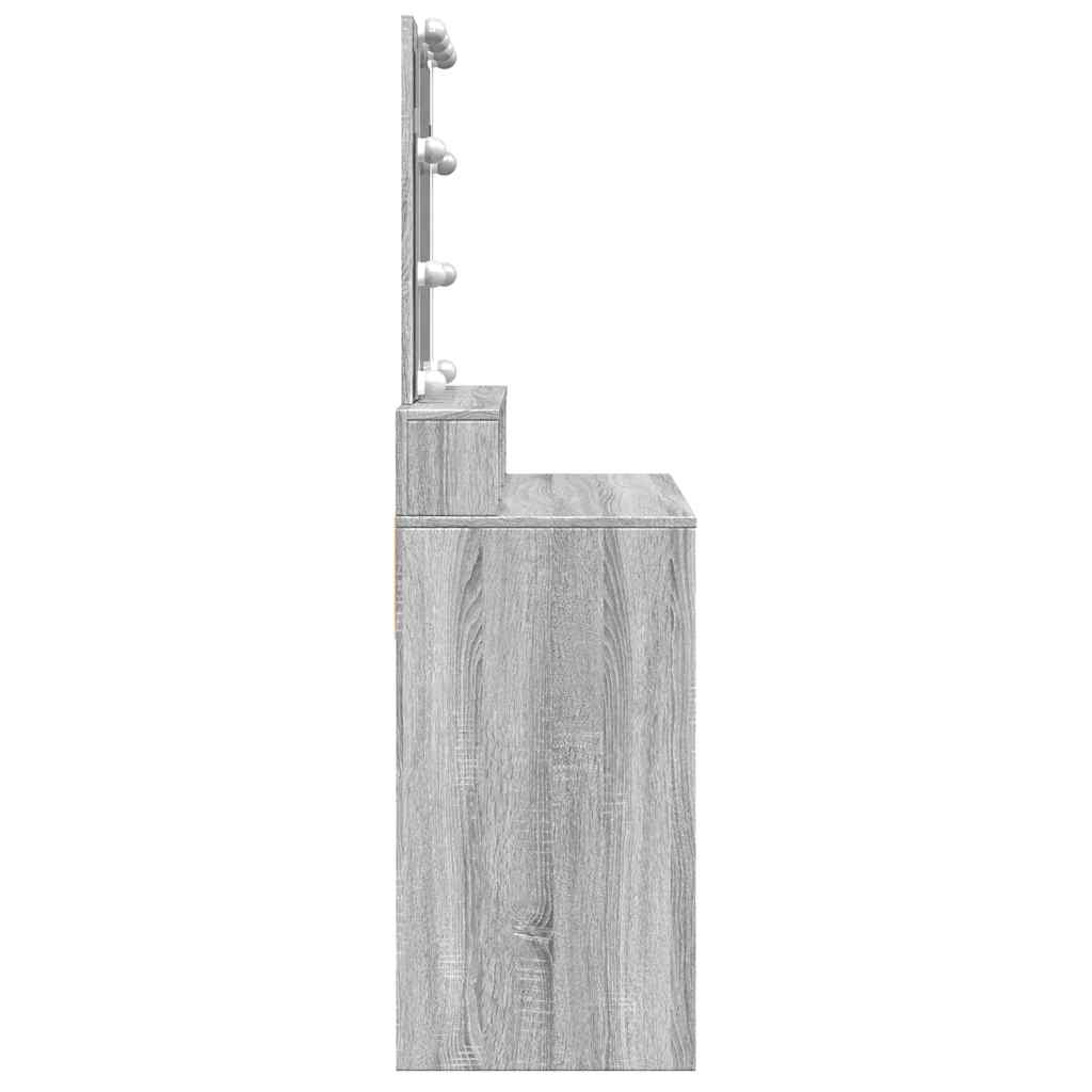 vidaXL Toaletka z oświetleniem LED, szary dąb sonoma, 80x41x144,5 cm
