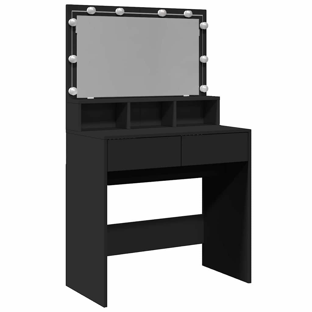 vidaXL Toaletka z oświetleniem LED, czarna, 80x41x134,5 cm