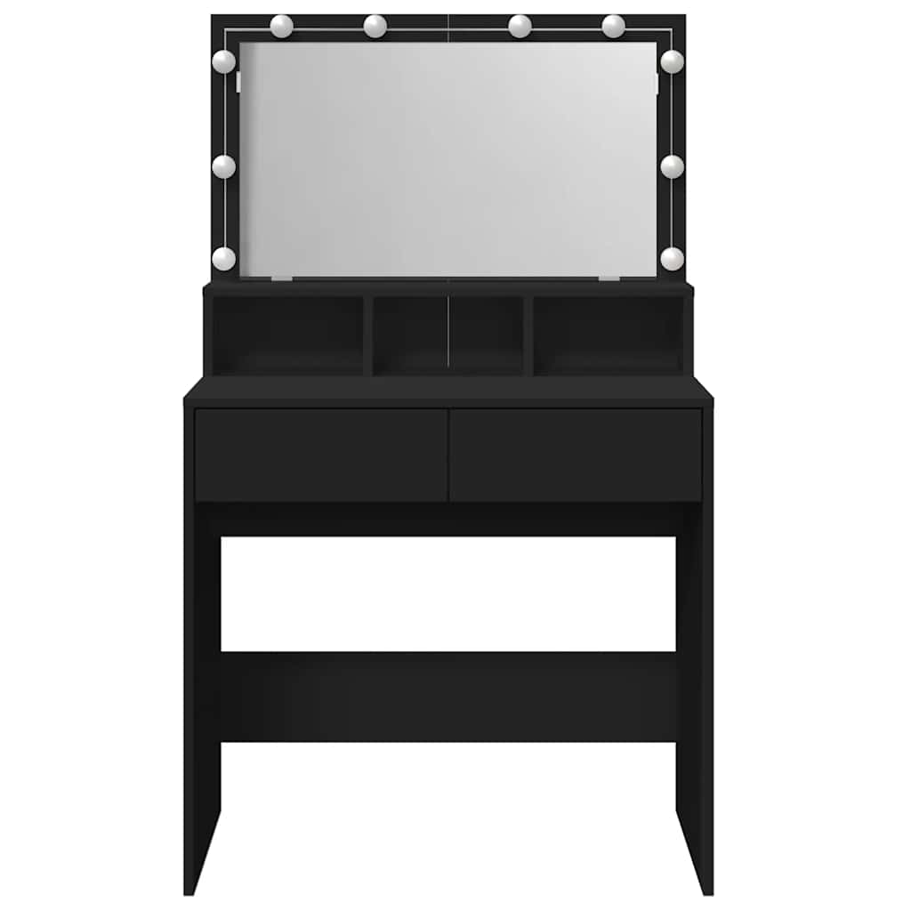 vidaXL Toaletka z oświetleniem LED, czarna, 80x41x134,5 cm