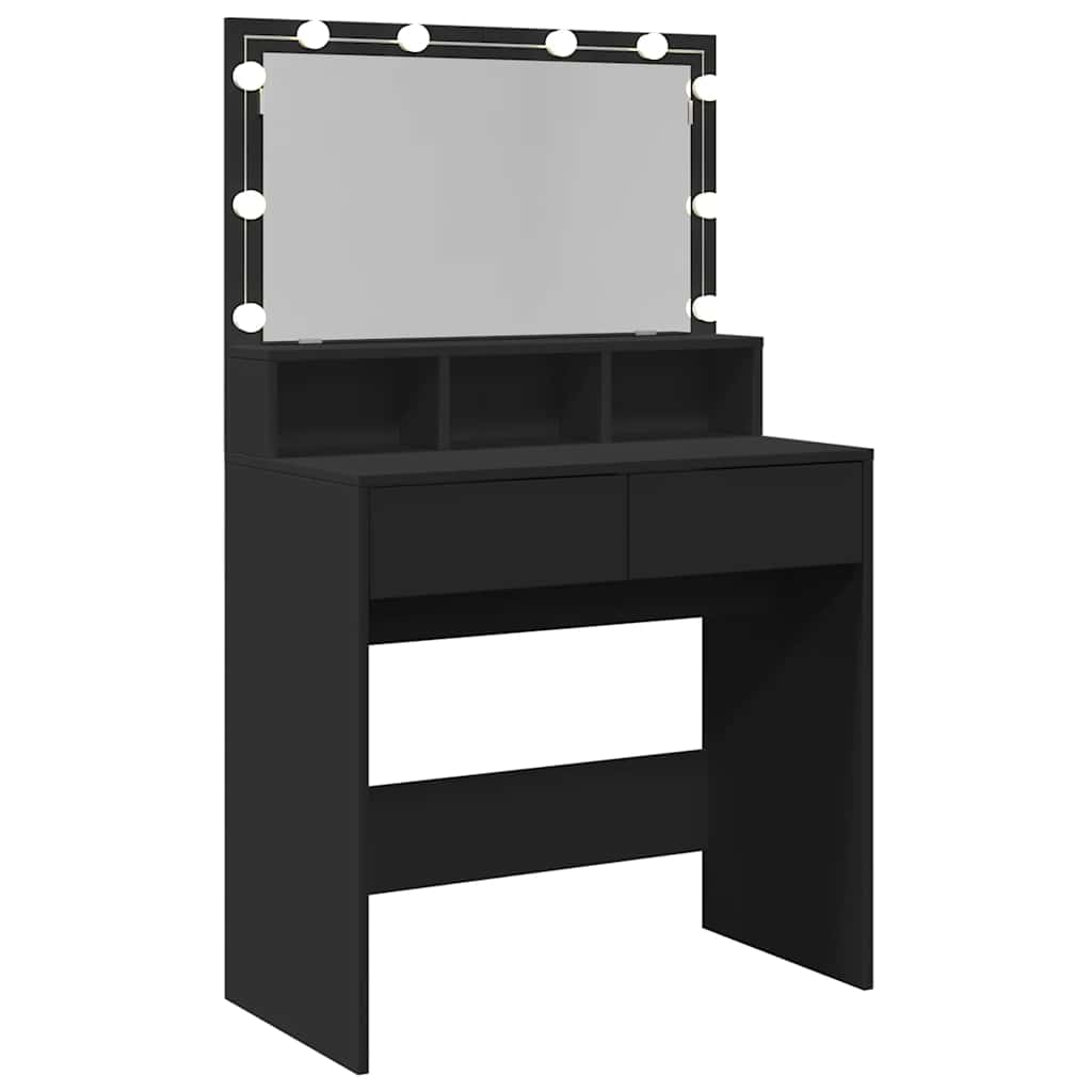vidaXL Toaletka z oświetleniem LED, czarna, 80x41x134,5 cm