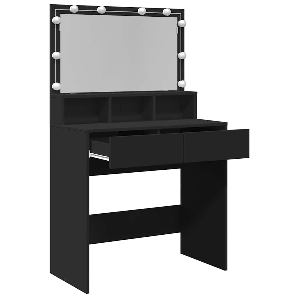 vidaXL Toaletka z oświetleniem LED, czarna, 80x41x134,5 cm