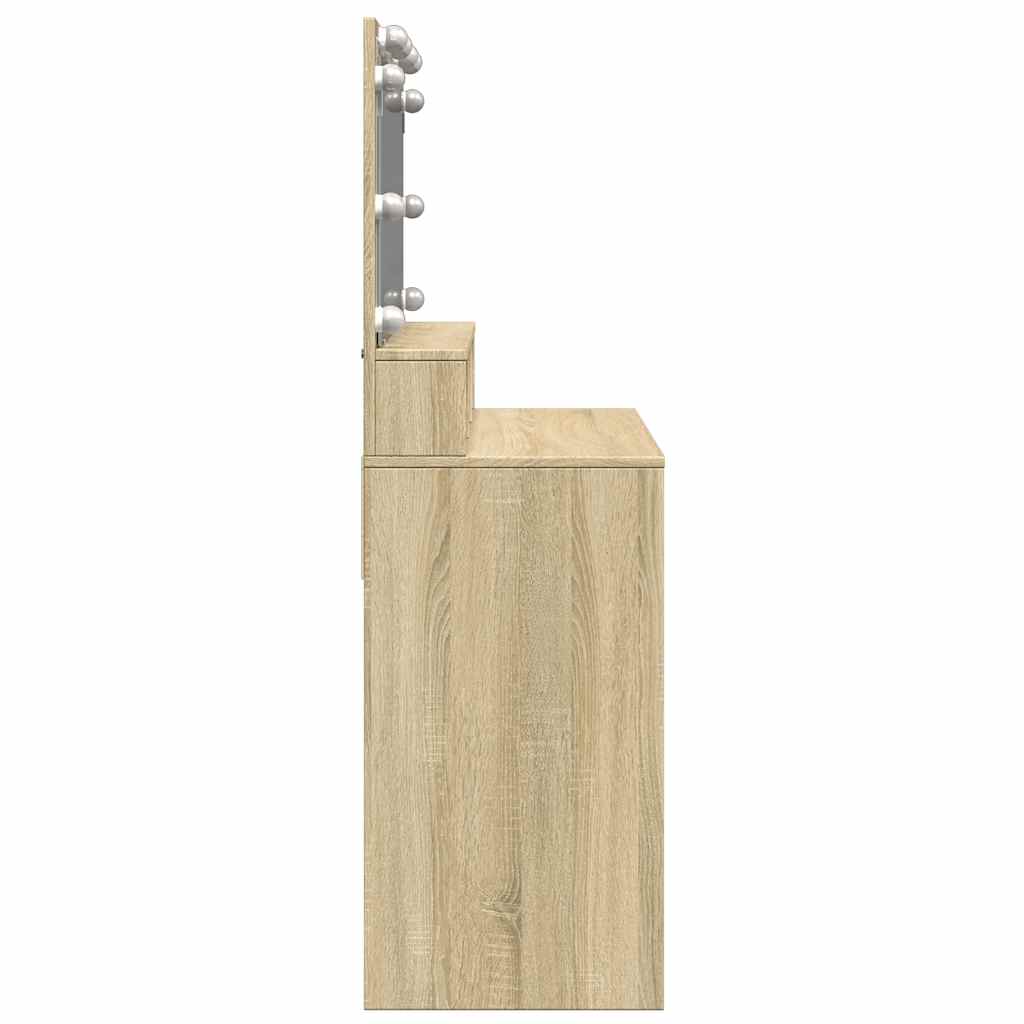 vidaXL Toaletka z oświetleniem LED, dąb sonoma, 80x41x134,5 cm