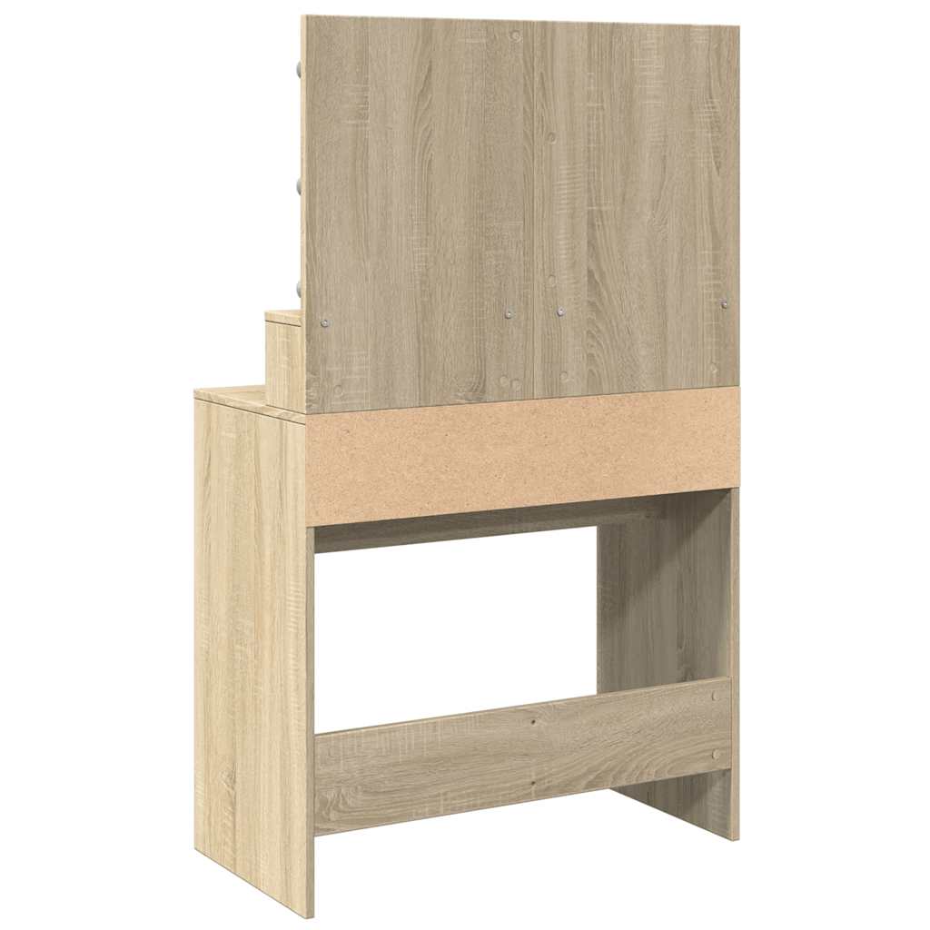 vidaXL Toaletka z oświetleniem LED, dąb sonoma, 80x41x134,5 cm