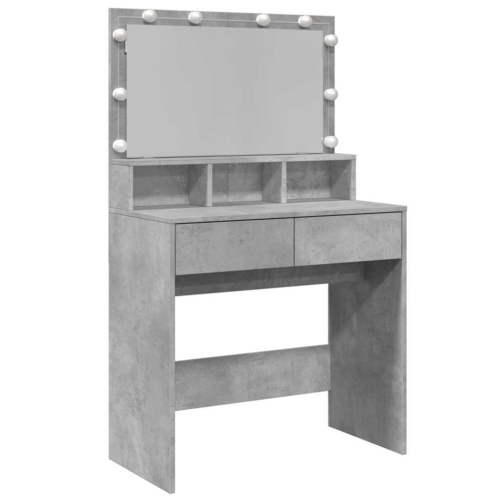 vidaXL Toaletka z oświetleniem LED, szarość betonu, 80x41x134,5 cm