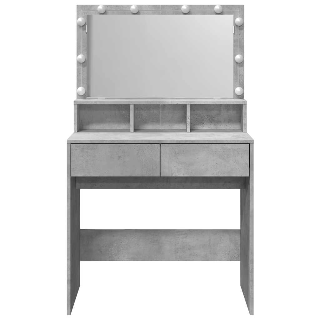 vidaXL Toaletka z oświetleniem LED, szarość betonu, 80x41x134,5 cm