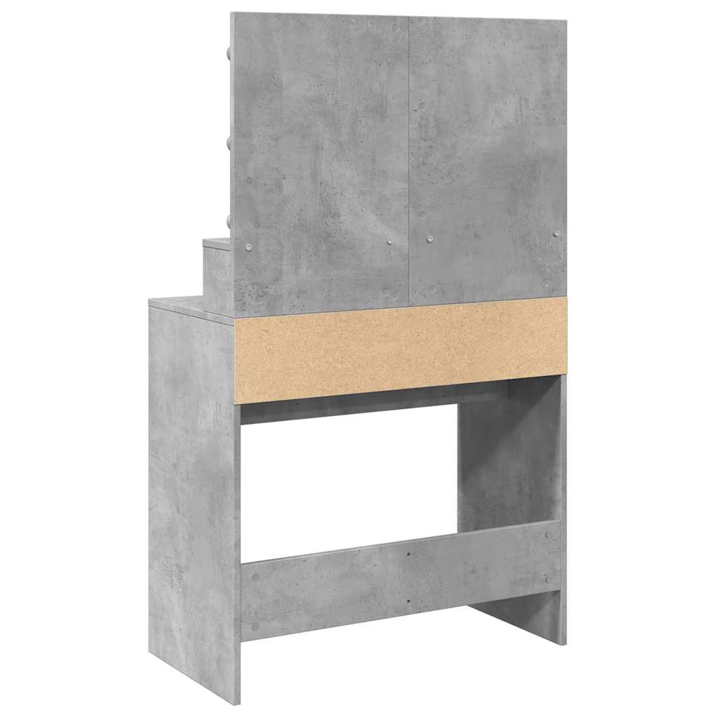 vidaXL Toaletka z oświetleniem LED, szarość betonu, 80x41x134,5 cm
