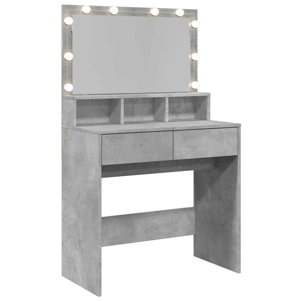 vidaXL Toaletka z oświetleniem LED, szarość betonu, 80x41x134,5 cm