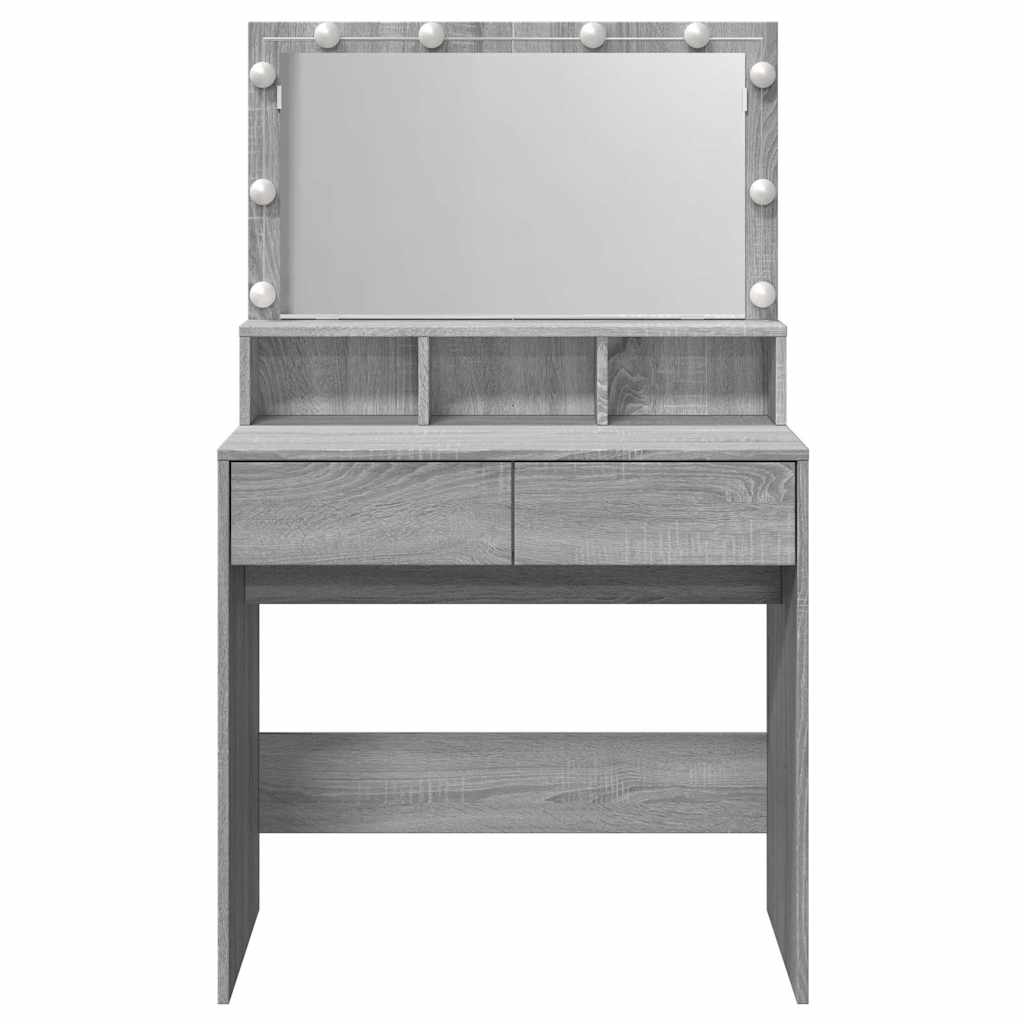 vidaXL Toaletka z oświetleniem LED, szary dąb sonoma, 80x41x134,5 cm