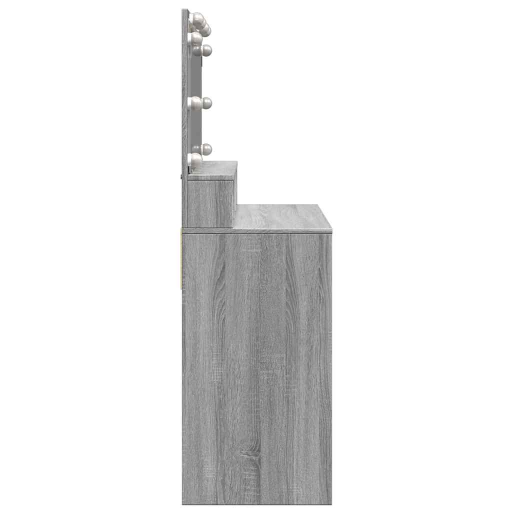 vidaXL Toaletka z oświetleniem LED, szary dąb sonoma, 80x41x134,5 cm