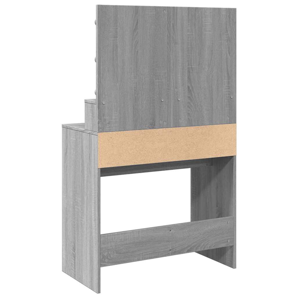 vidaXL Toaletka z oświetleniem LED, szary dąb sonoma, 80x41x134,5 cm