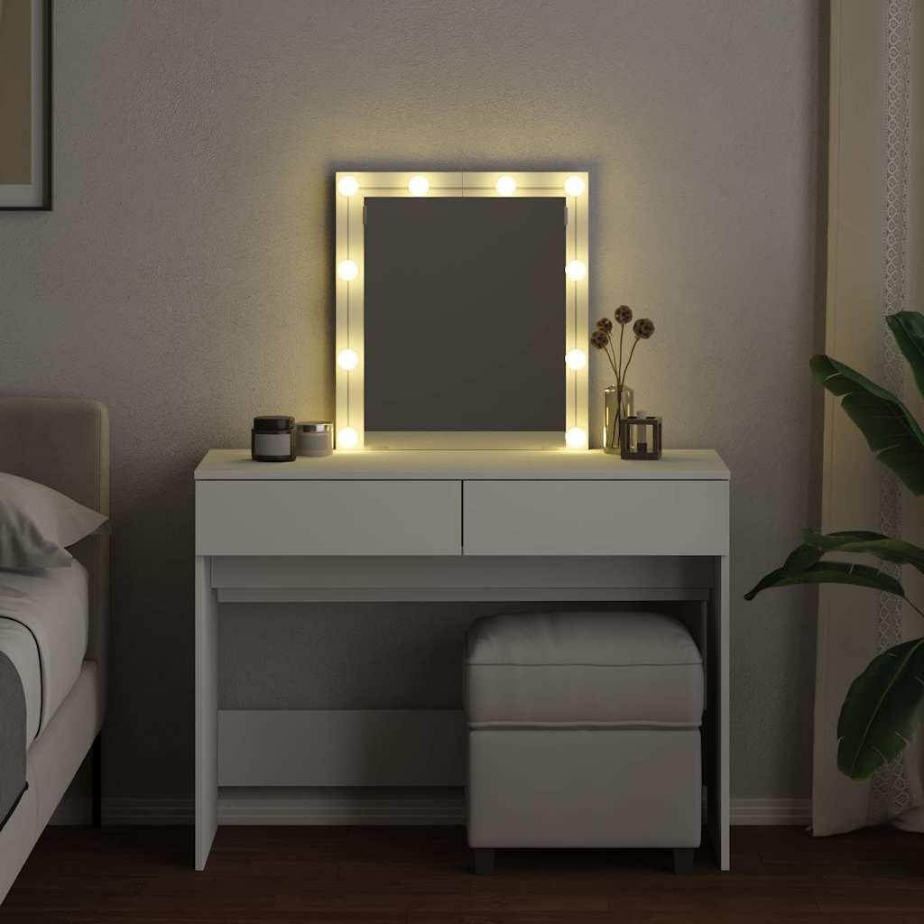 vidaXL Toaletka z oświetleniem LED, biała, 100x40x130 cm