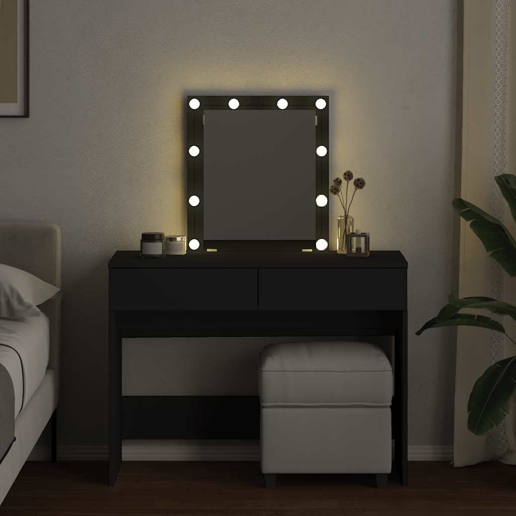 vidaXL Toaletka z oświetleniem LED, czarna, 100x40x130 cm