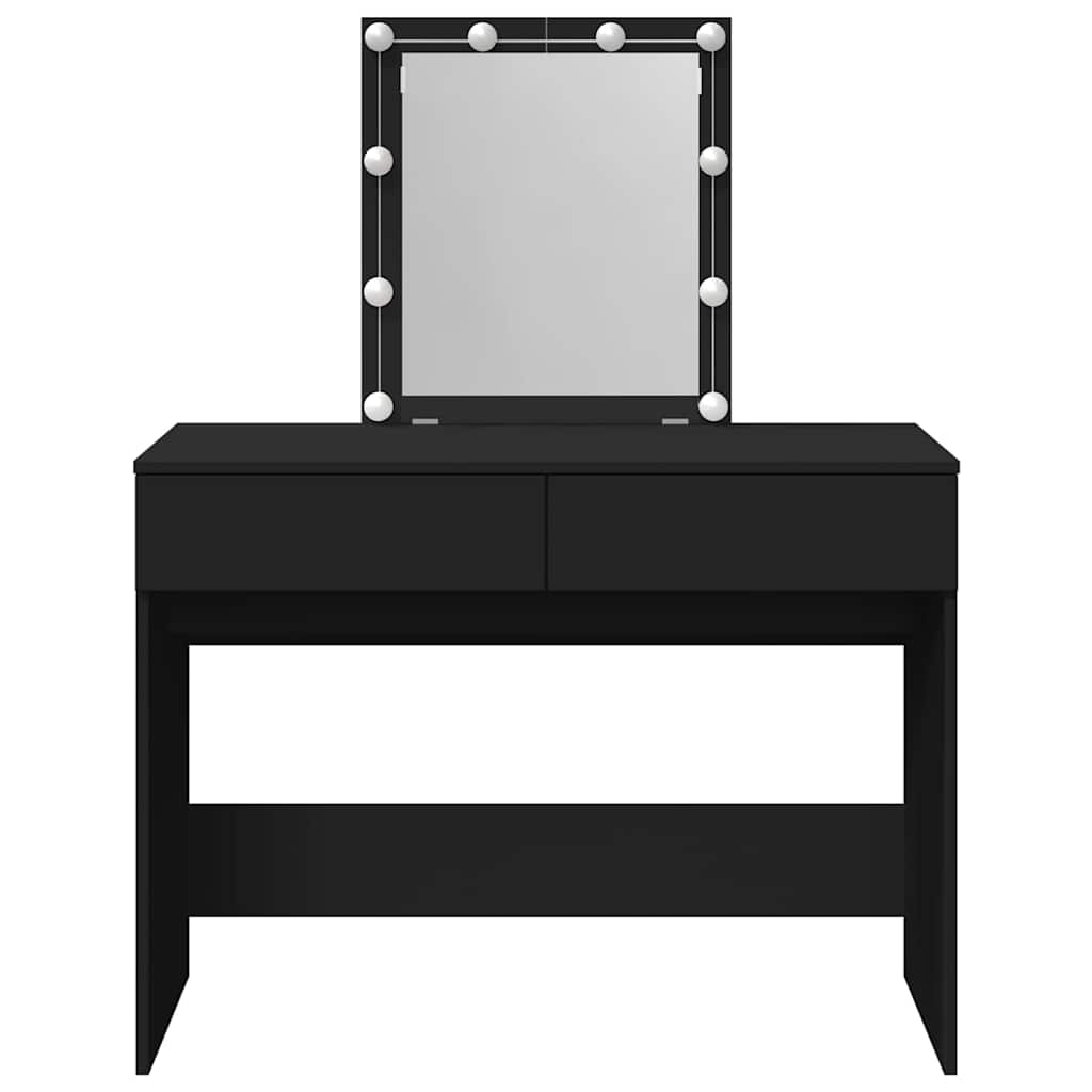 vidaXL Toaletka z oświetleniem LED, czarna, 100x40x130 cm