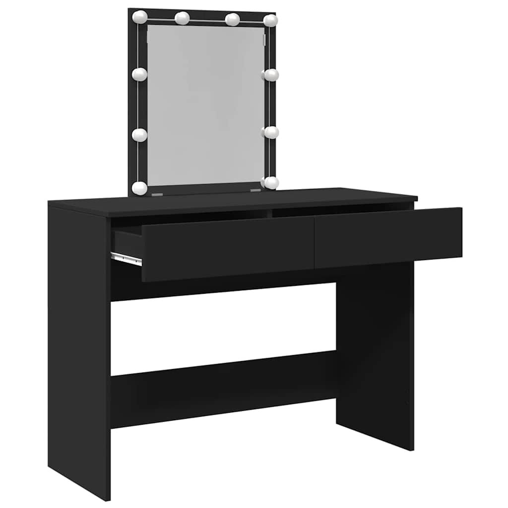 vidaXL Toaletka z oświetleniem LED, czarna, 100x40x130 cm