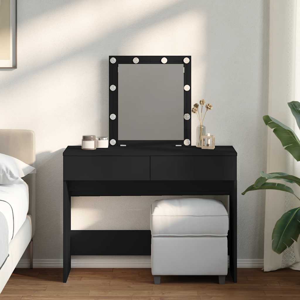 vidaXL Toaletka z oświetleniem LED, czarna, 100x40x130 cm