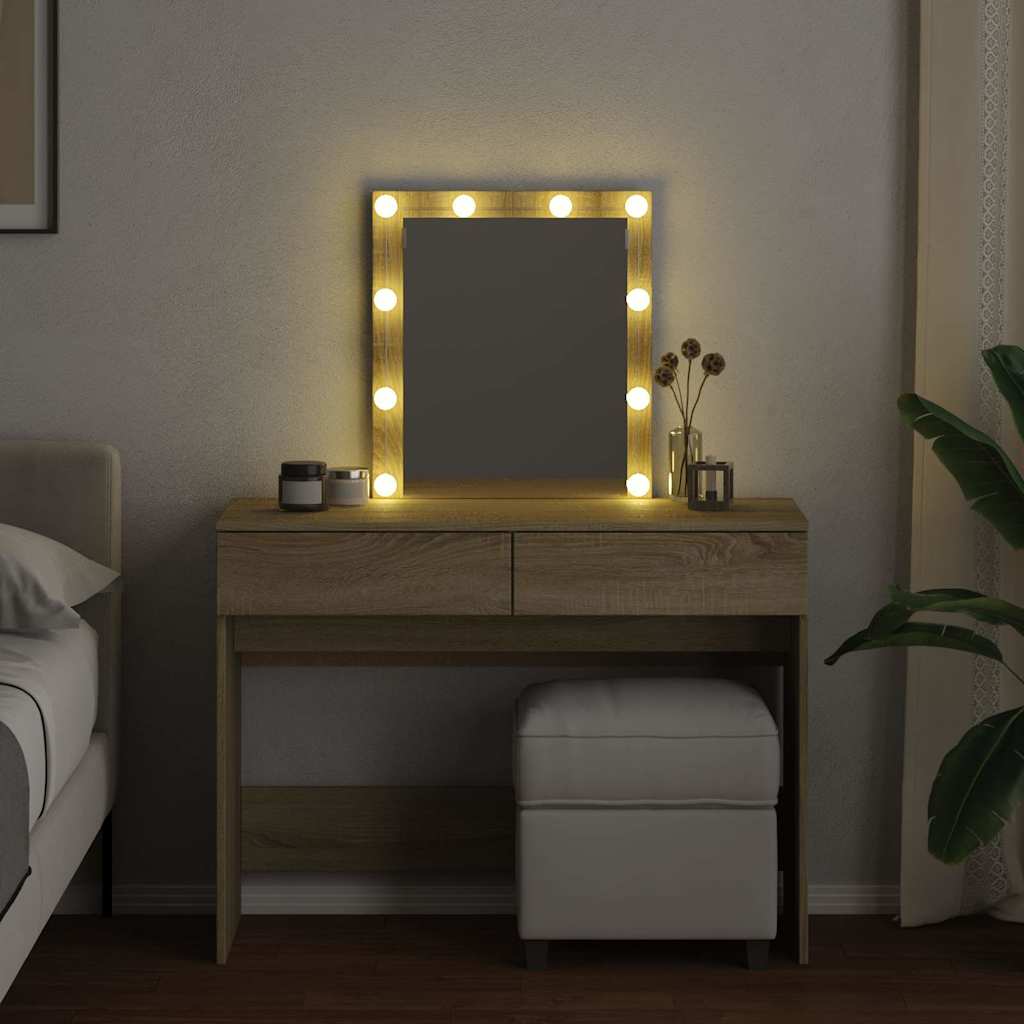 vidaXL Toaletka z oświetleniem LED, dąb sonoma, 100x40x130 cm