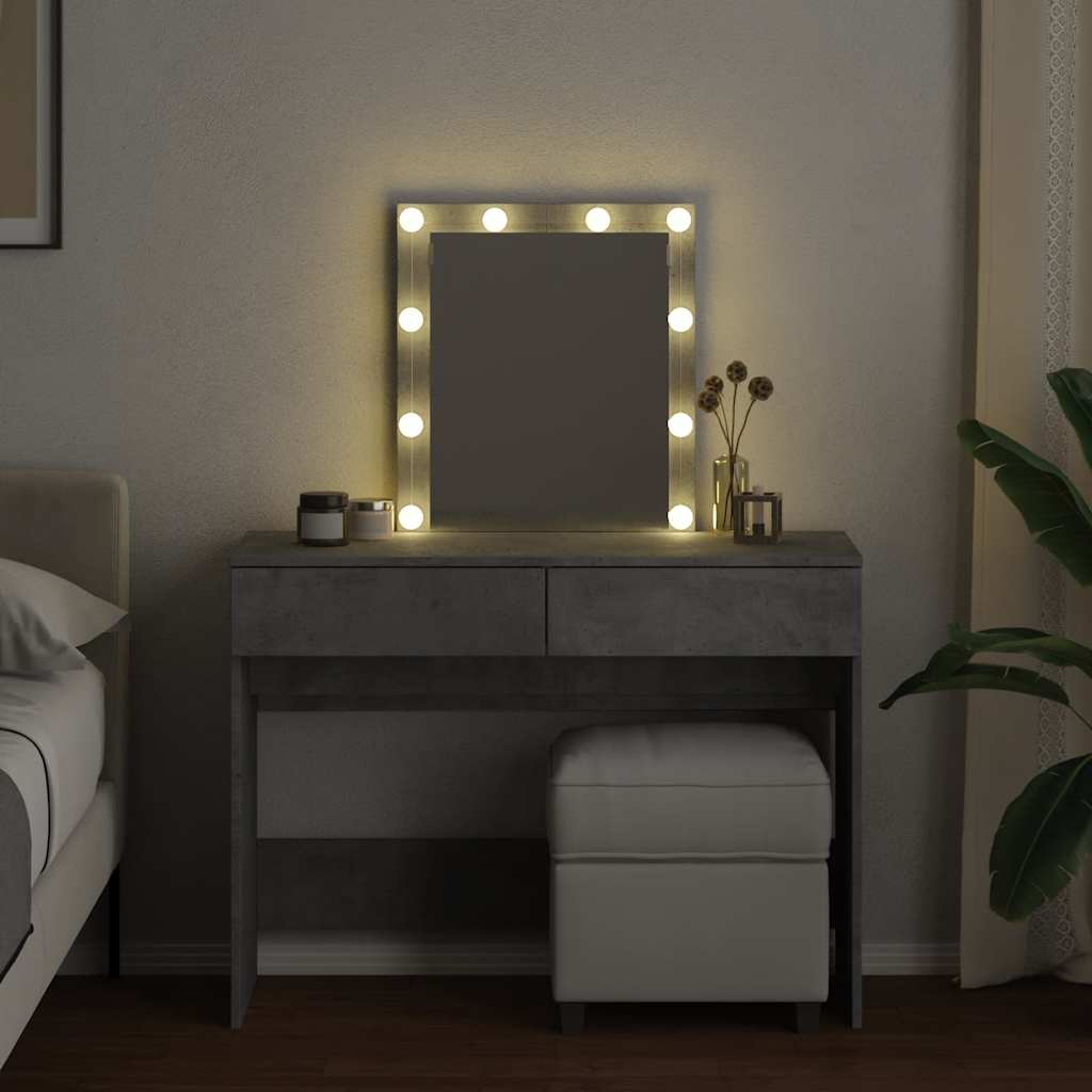 vidaXL Toaletka z oświetleniem LED, szarość betonu, 100x40x130 cm