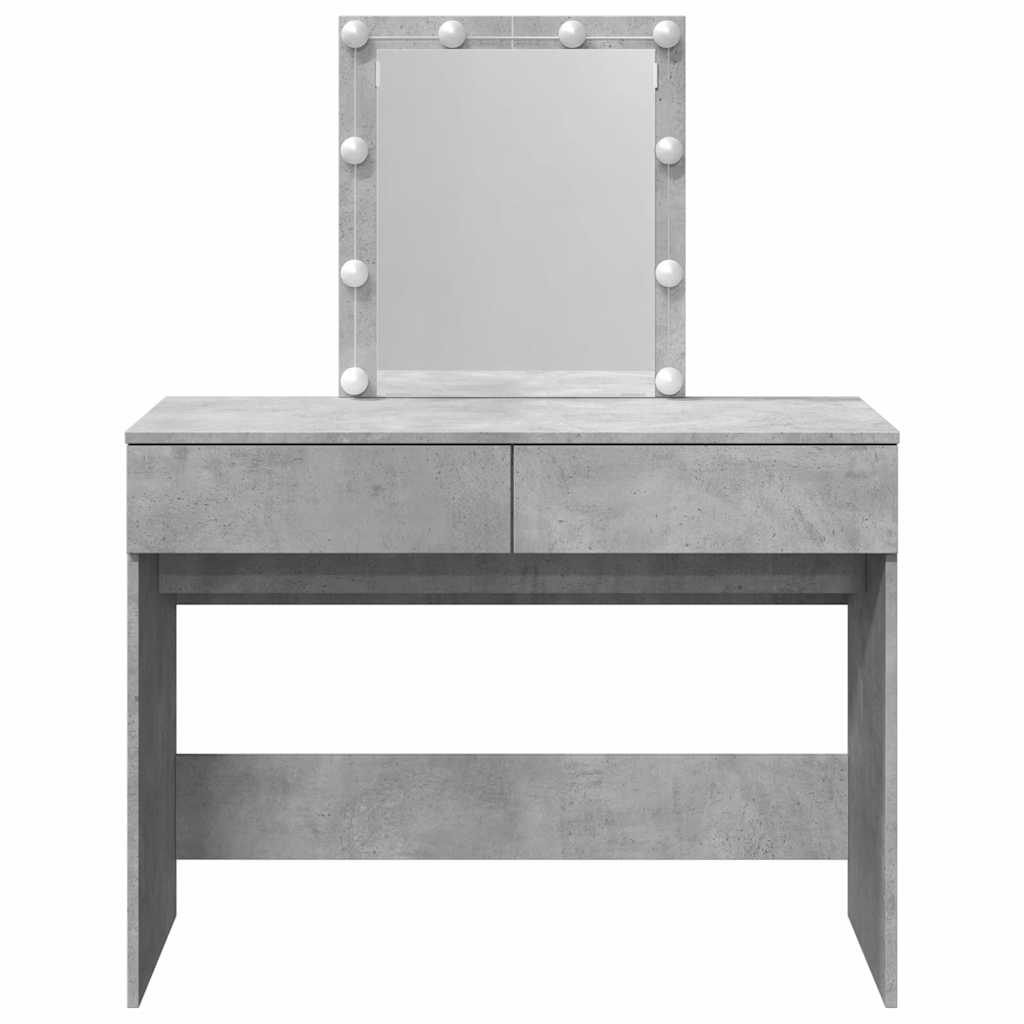 vidaXL Toaletka z oświetleniem LED, szarość betonu, 100x40x130 cm