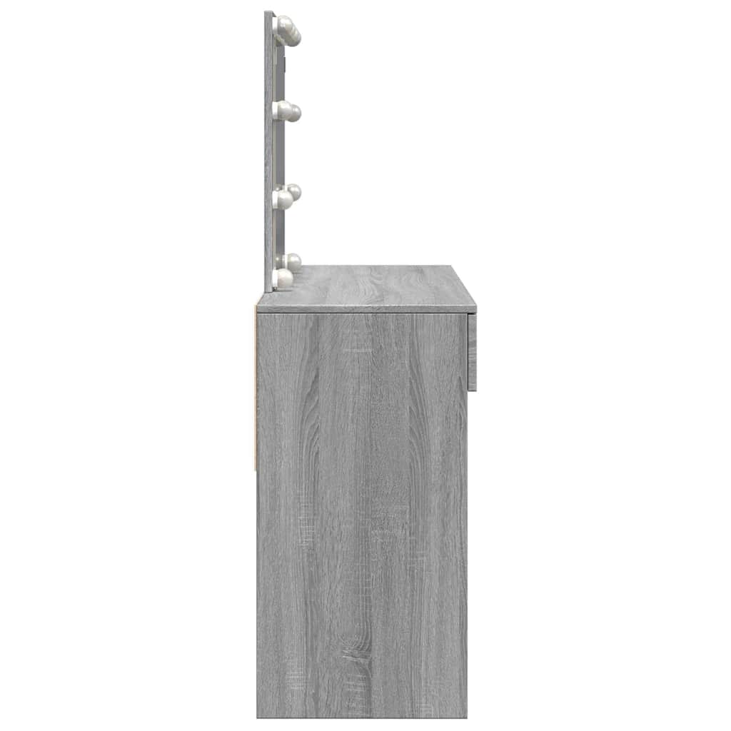 vidaXL Toaletka z oświetleniem LED, szary dąb sonoma, 100x40x130 cm