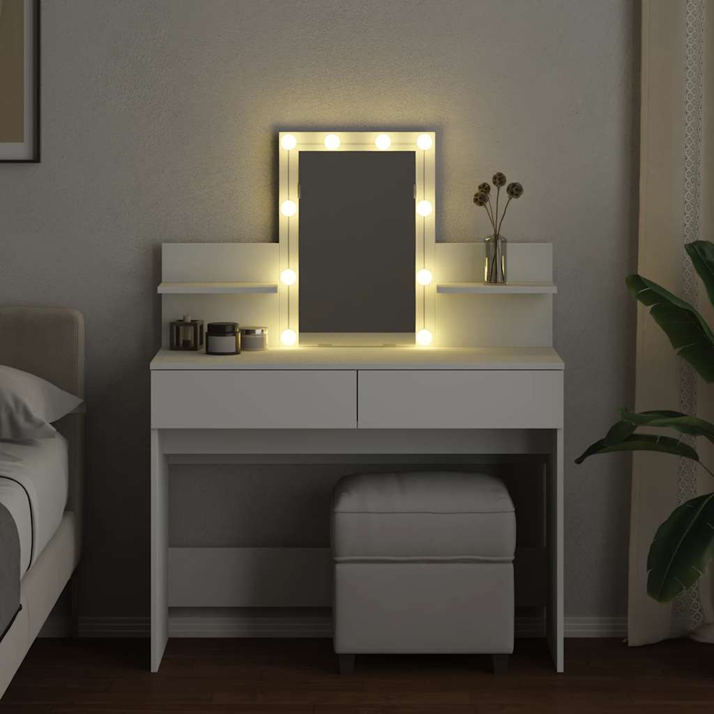 vidaXL Toaletka z oświetleniem LED, biała, 100x40x130 cm