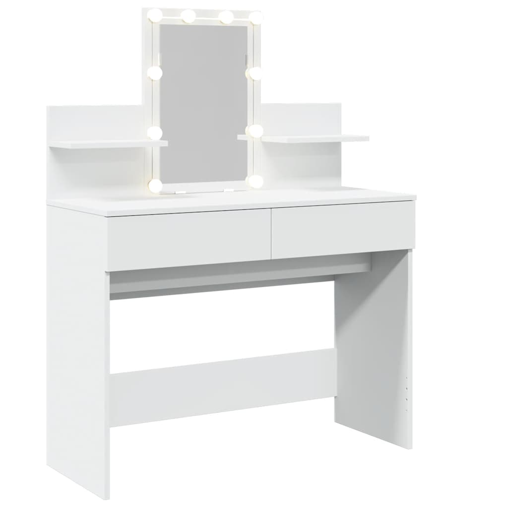 vidaXL Toaletka z oświetleniem LED, biała, 100x40x130 cm