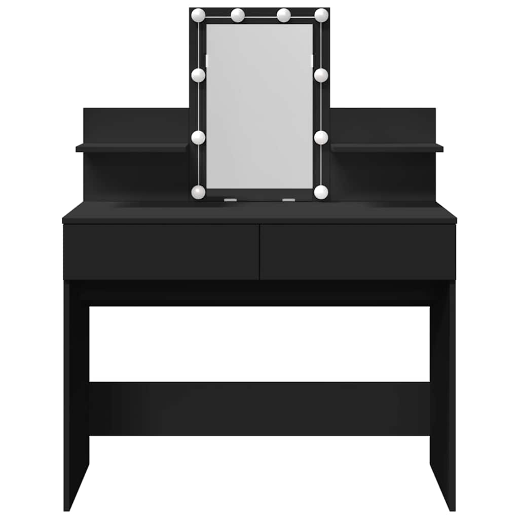 vidaXL Toaletka z oświetleniem LED, czarna, 100x40x130 cm