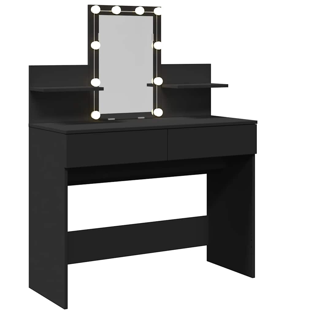 vidaXL Toaletka z oświetleniem LED, czarna, 100x40x130 cm