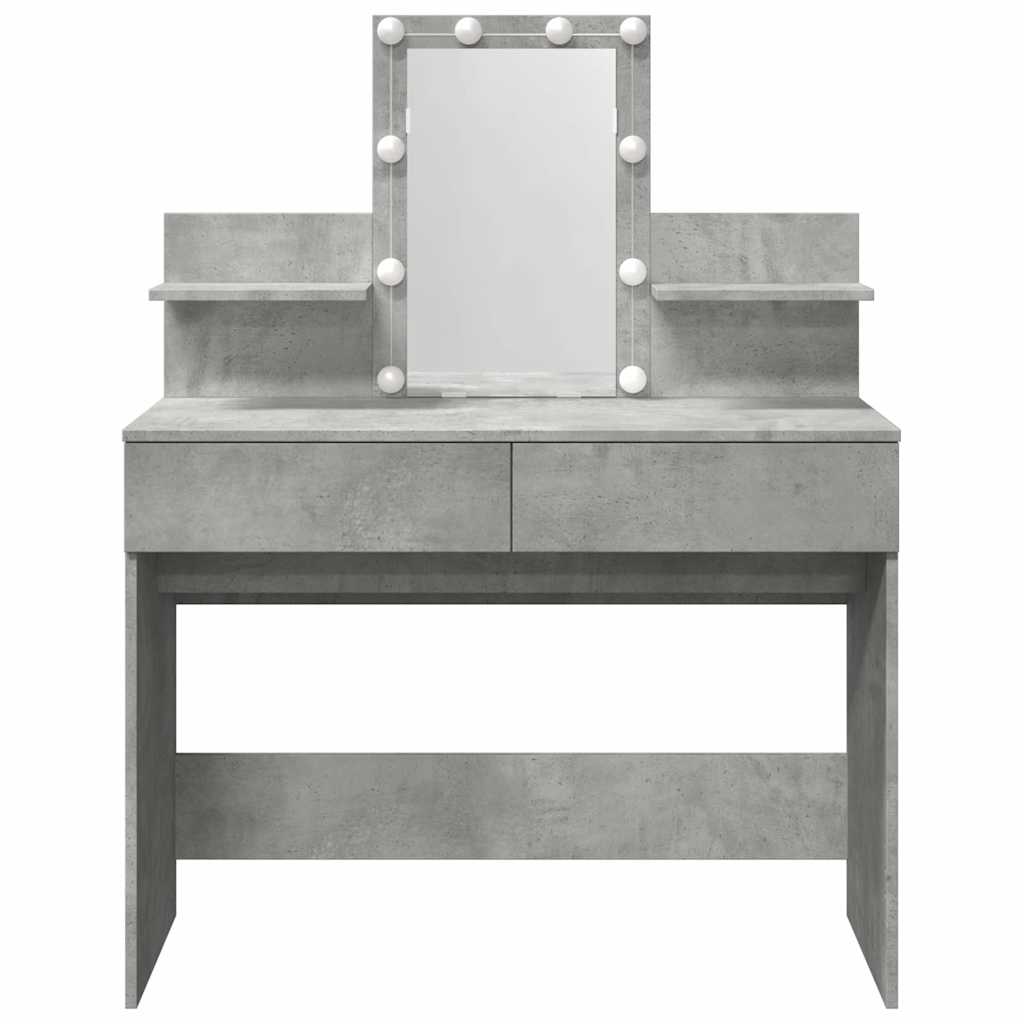 vidaXL Toaletka z oświetleniem LED, szarość betonu, 100x40x130 cm