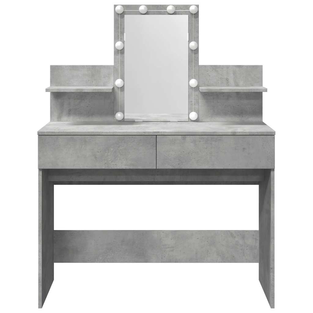 vidaXL Toaletka z oświetleniem LED, szarość betonu, 100x40x130 cm