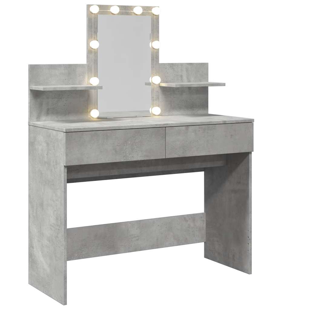 vidaXL Toaletka z oświetleniem LED, szarość betonu, 100x40x130 cm