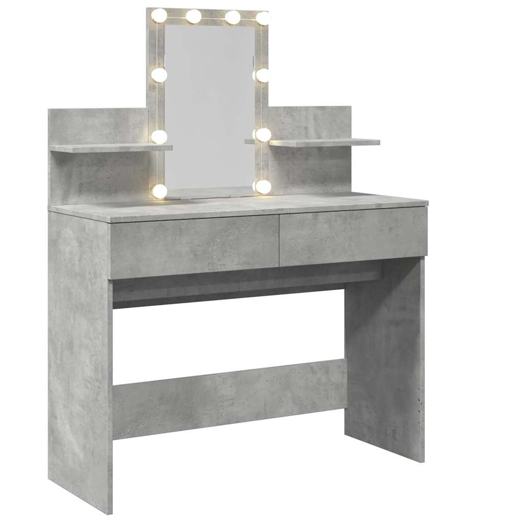 vidaXL Toaletka z oświetleniem LED, szarość betonu, 100x40x130 cm