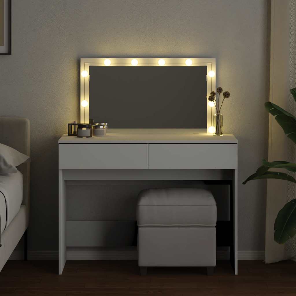 vidaXL Toaletka z oświetleniem LED, biała, 100x40x120 cm