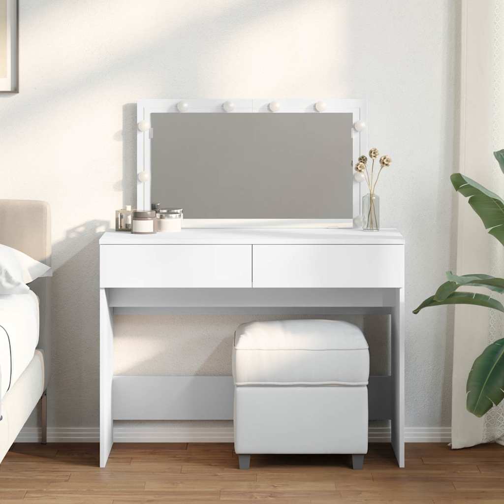 vidaXL Toaletka z oświetleniem LED, biała, 100x40x120 cm