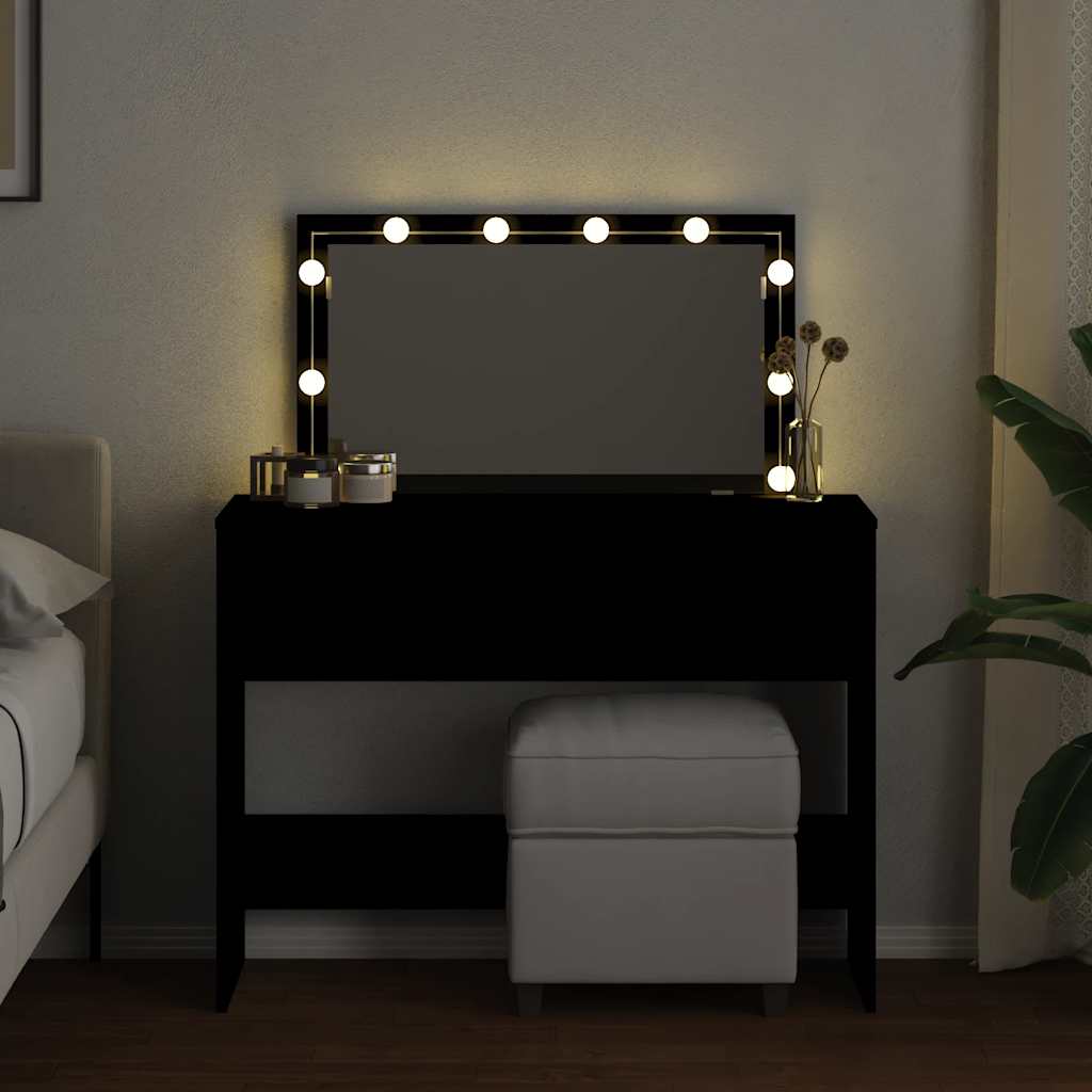 vidaXL Toaletka z oświetleniem LED, czarna, 100x40x120 cm