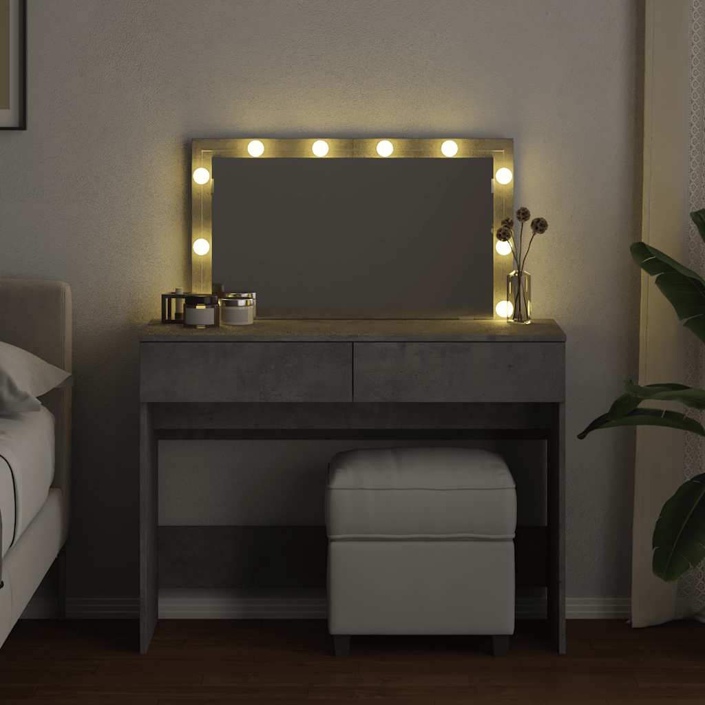 vidaXL Toaletka z oświetleniem LED, szarość betonu, 100x40x120 cm