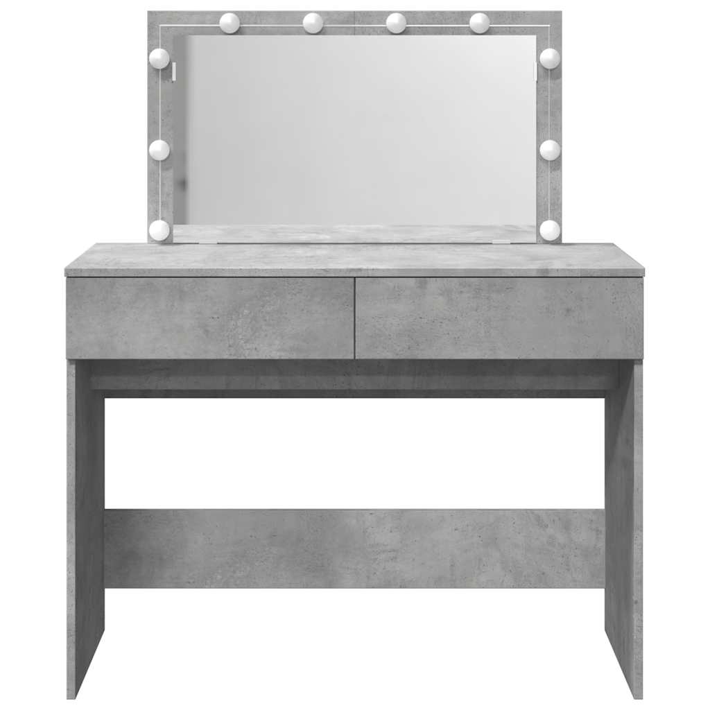 vidaXL Toaletka z oświetleniem LED, szarość betonu, 100x40x120 cm