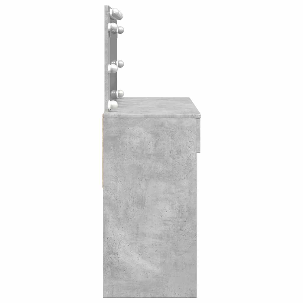 vidaXL Toaletka z oświetleniem LED, szarość betonu, 100x40x120 cm