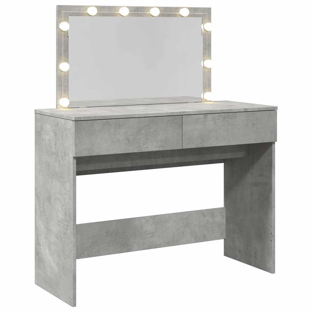 vidaXL Toaletka z oświetleniem LED, szarość betonu, 100x40x120 cm