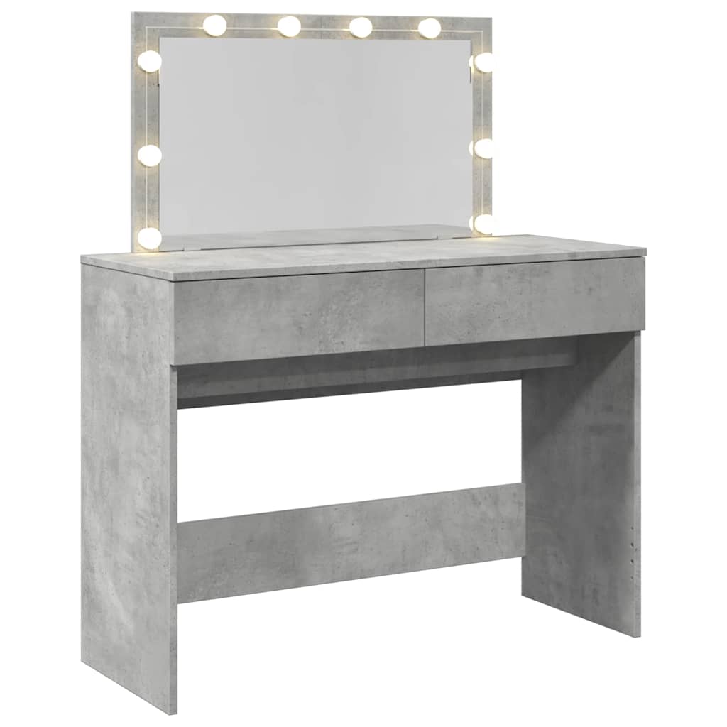vidaXL Toaletka z oświetleniem LED, szarość betonu, 100x40x120 cm