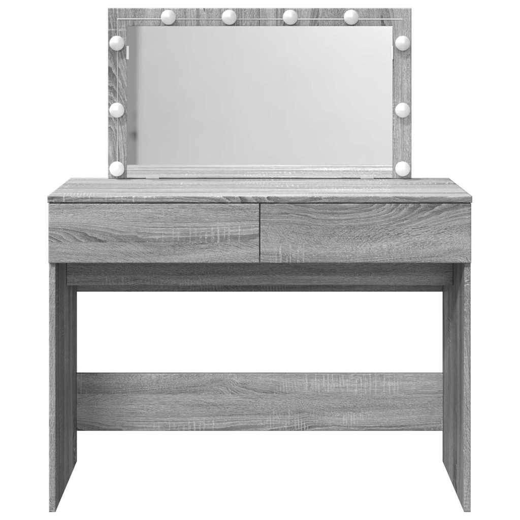 vidaXL Toaletka z oświetleniem LED, szary dąb sonoma, 100x40x120 cm