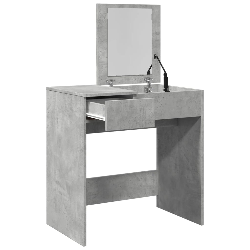 vidaXL Toaletka z lustrem, szarość betonu, 73x46,5x120 cm