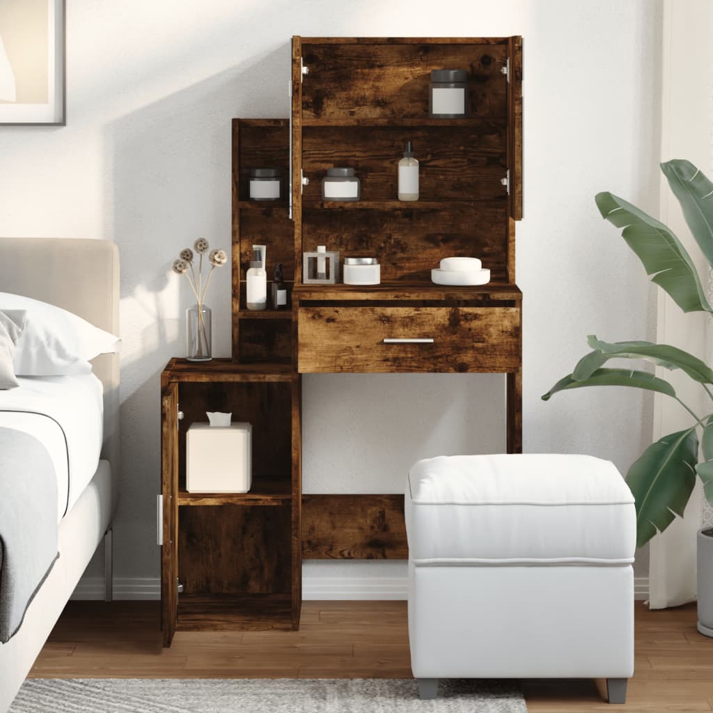 vidaXL Toaletka z szafką, opalany dąb, 80x35x132 cm